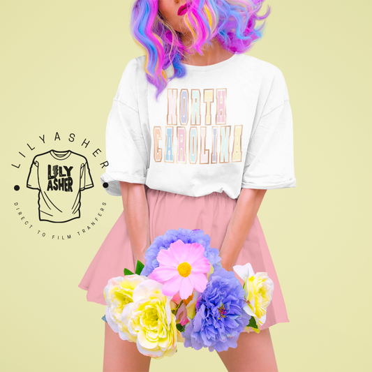 Dtf North Carolina Pastel & Rose Gold Transfer