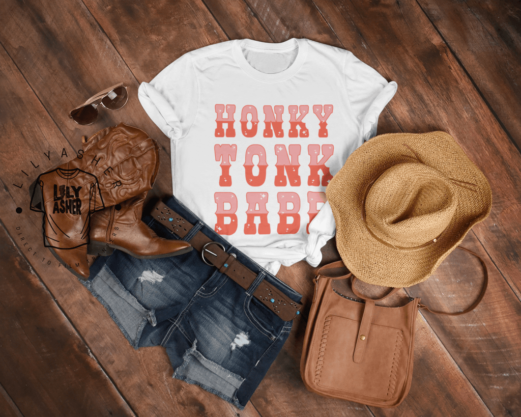 Dtf Pink Honky Tonk Babe Transfer