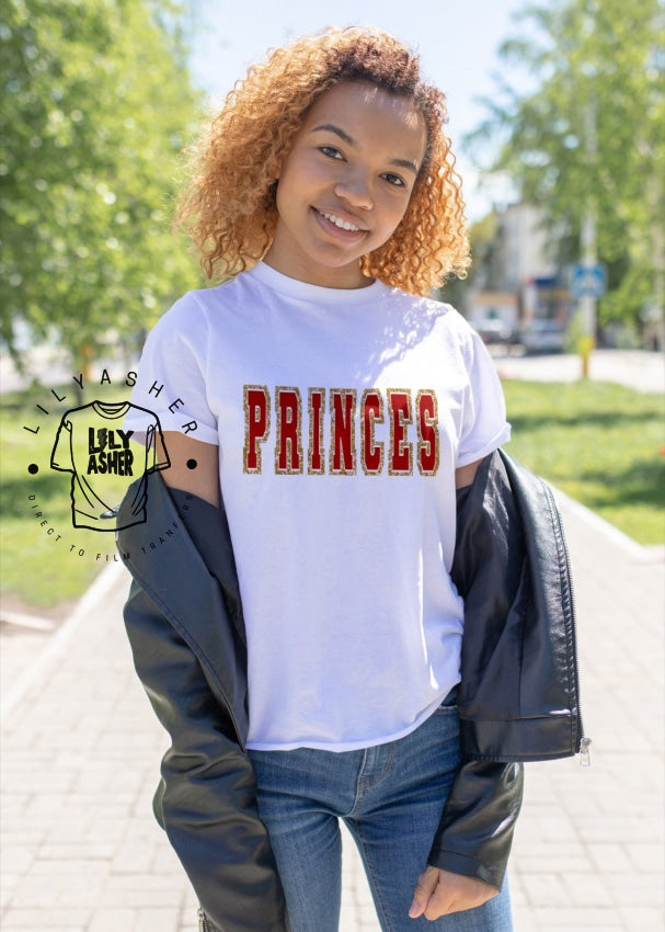 Dtf Princes Maroon/gold Varsity Transfer