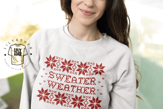 Dtf Red Sweater Weather Transfer