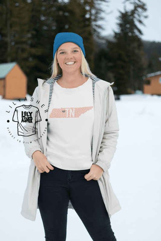 Dtf Tennessee Pink Dots & Gray Heart Transfer