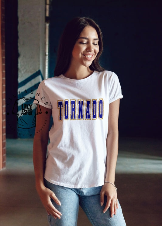 Dtf Tornado Royal Blue/gold Varsity Transfer